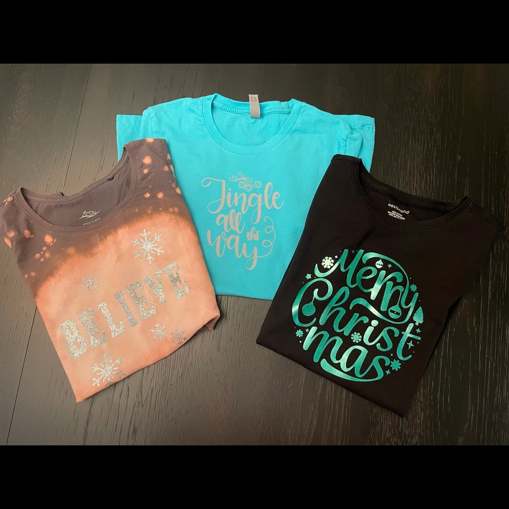 Holiday shirts ladies small.